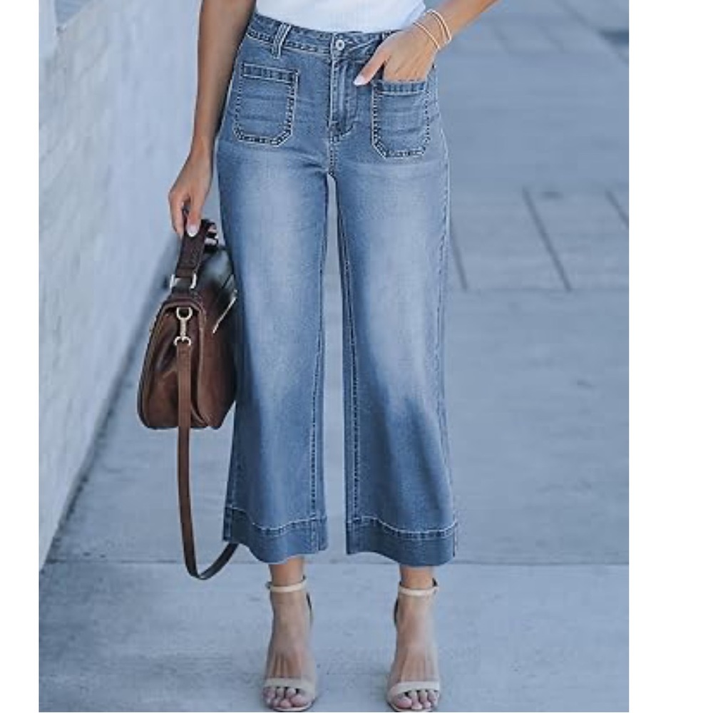 Luvamia FleXclusive Wide Leg Jeans Women High Waisted Cropped Flare Denim Pants